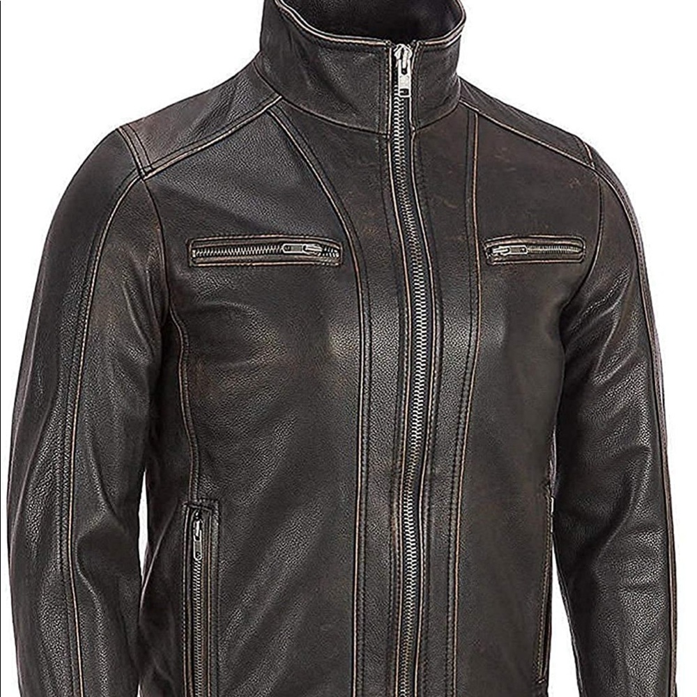 BLACK RIVET - EUC!!! Motorcycle-Style Distressed Leather Jacket, Men’s XL